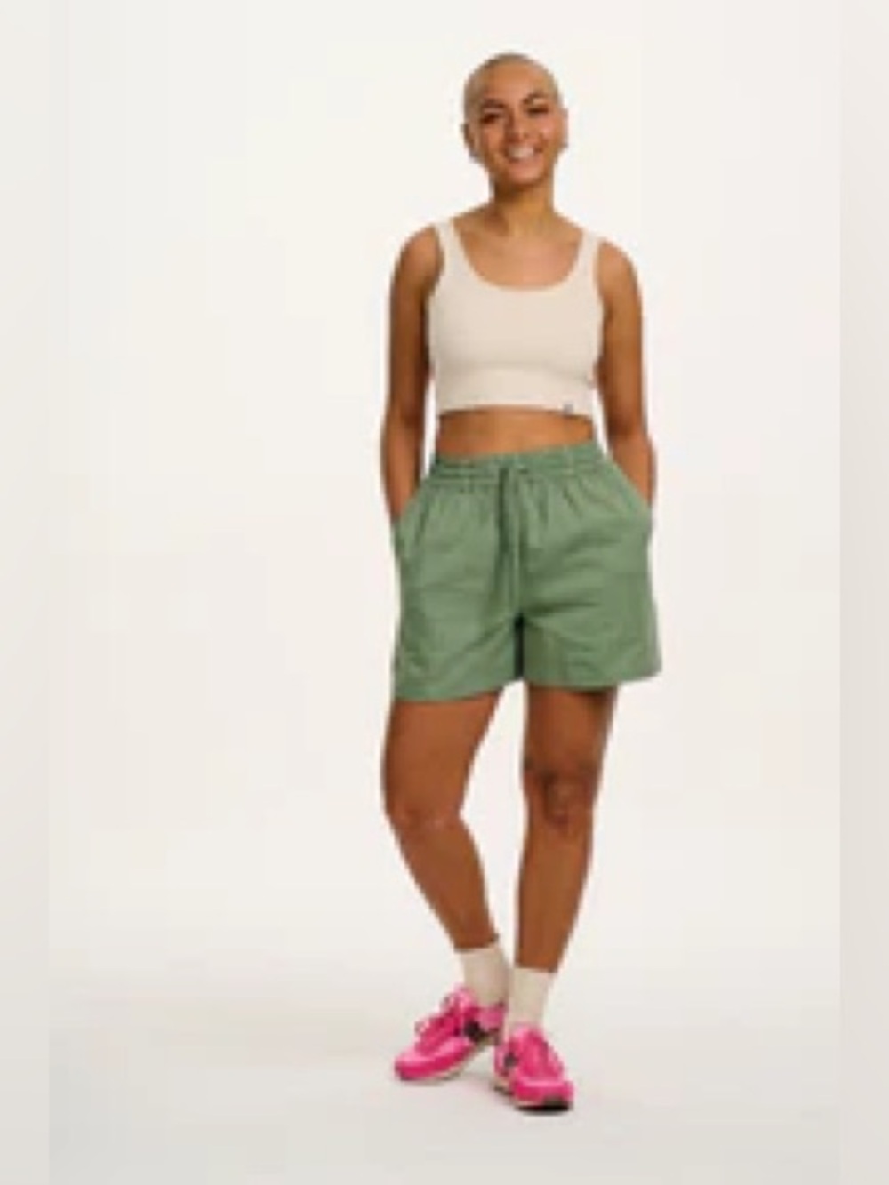 Lucy & Yak Charlie - Cotton Shorts in Green Bay - S (UK 8-10)